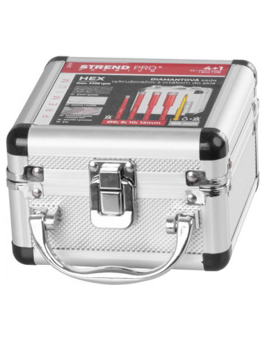 Set burghie diamantate uscate, burghiu de sticla, 5 piese, 6-8-10-12 mm, HEX, Strend Pro Premium