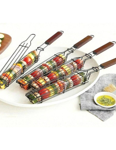 Gratar mobil, maner lemn, pentru frigarui, 49x4.5 cm, Perfect Home