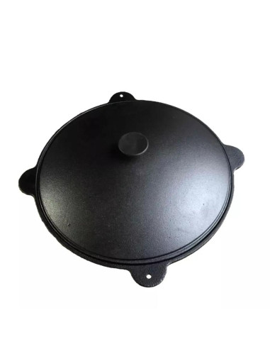 Oala de fonta tip wok, cu capac, 51.5x26 cm, Perfect Home