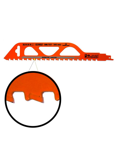 Panza, lama, fierastrau tip sabie, pentru beton celular, HM/TCT, 20 dinti, 305 mm, Richmann Exclusive