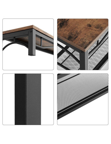 Cuier cu 2 rafturi pentru incaltaminte, Vasagle, banca, pal si metal, negru, 80x30x178.5 cm