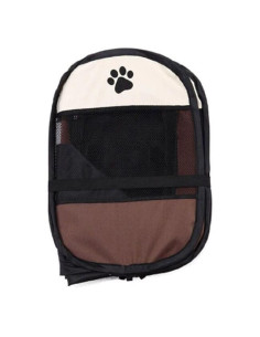 Tarc pentru animale de companie, Artool, textil, pliabil, acoperis detasabil, maro si bej, 74x74x43 cm 2