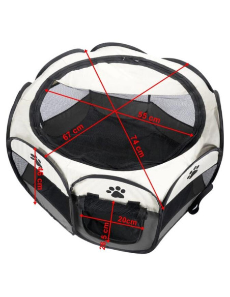 Tarc pentru animale de companie, Artool, textil, pliabil, acoperis detasabil, maro si bej, 74x74x43 cm