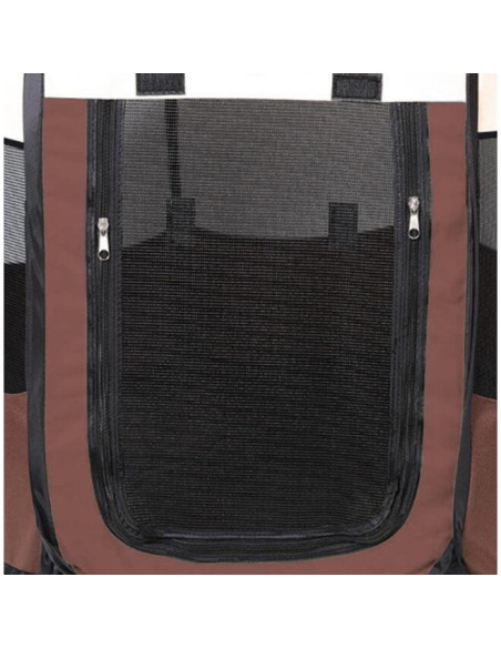 Tarc pentru animale de companie, Artool, textil, pliabil, acoperis detasabil, maro si bej, 74x74x43 cm