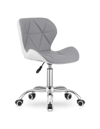 Scaun de birou, Artool, Avola, rotativ, piele ecologica, gri si alb, 47.5x55.5x84.5 cm