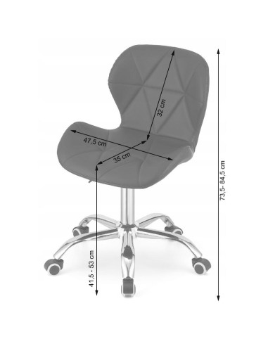 Scaun de birou, Artool, Avola, rotativ, piele ecologica, gri si alb, 47.5x55.5x84.5 cm