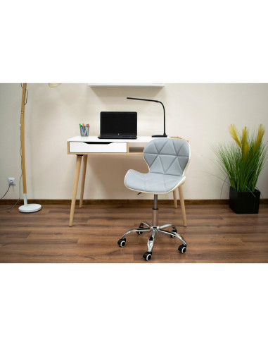 Scaun de birou, Artool, Avola, rotativ, piele ecologica, gri si alb, 47.5x55.5x84.5 cm