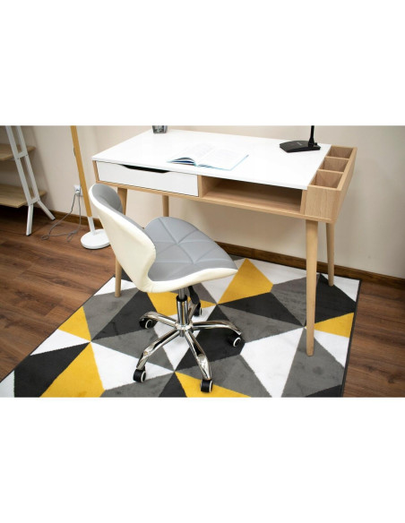 Scaun de birou, Artool, Avola, rotativ, piele ecologica, gri si alb, 47.5x55.5x84.5 cm