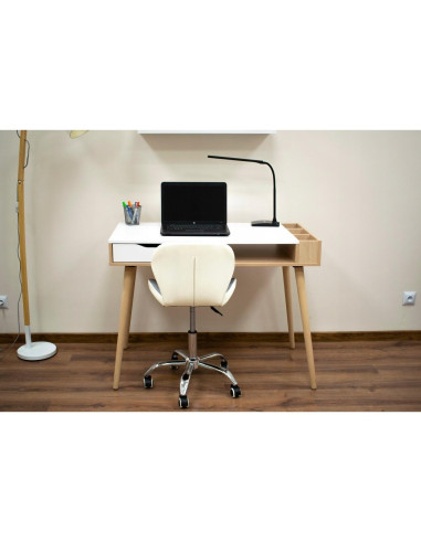 Scaun de birou, Artool, Avola, rotativ, piele ecologica, gri si alb, 47.5x55.5x84.5 cm