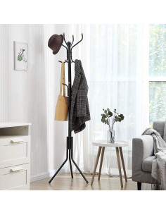 Cuier, Songmics, 12 carlige, metal, negru, 44x44x182 cm 2