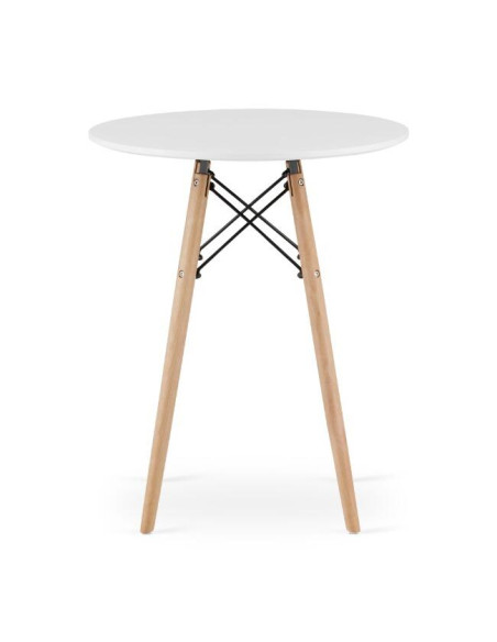 Masa stil scandinav, Artool, rotund, MDF si lemn, alb, 60x72 cm