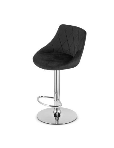 Scaun de bucatarie/bar, Artool, Kast, rotativ, catifea, negru si argintiu, 45.5x49x85-105 cm