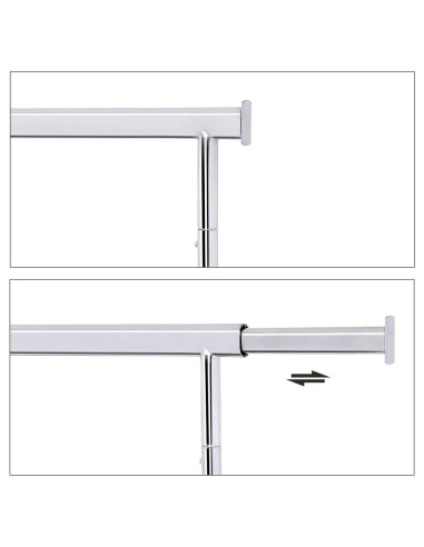 Suport mobil cu roti pentru haine, Songmics, reglabil, metal, argintiu, max 90 kg, 92x45.4x160 cm