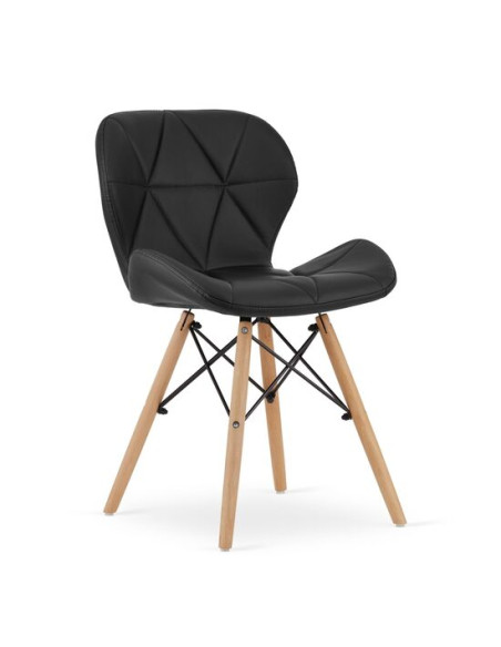 Scaun stil scandinav, Artool, Lago, piele ecologica, lemn, negru, 47x38x73 cm