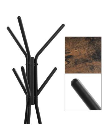 Cuier, Songmics, 6 carlige, 2 rafturi, metal, negru, 49x49x179 cm
