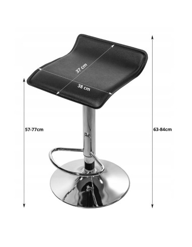 Scaun de bucatarie/bar, Artool, Fort, rotativ, piele ecologica, negru si argintiu, 38x39x84 cm