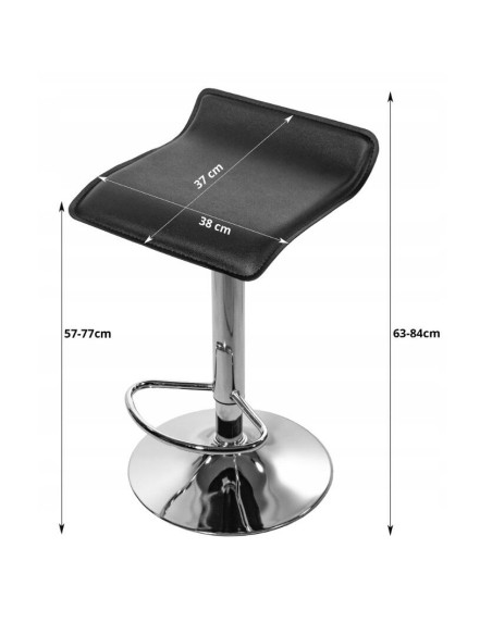 Scaun de bucatarie/bar, Artool, Fort, rotativ, piele ecologica, negru si argintiu, 38x39x84 cm