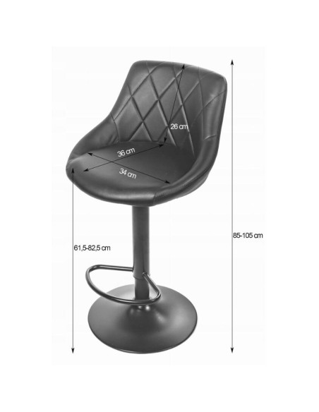 Scaun de bucatarie/bar, Artool, Kast, rotativ, piele ecologica, negru, 45.5x48.5x85-105 cm