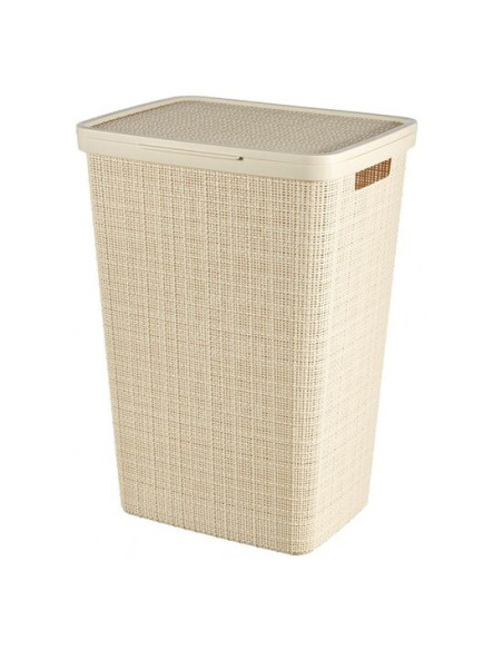 Cos rufe, Curver, 2 manere, capac, bej, 58 L, 43x34x60 cm
