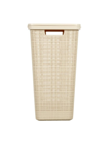 Cos rufe, Curver, 2 manere, capac, bej, 58 L, 43x34x60 cm