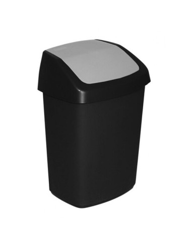 Cos de gunoi cu capac batant, Curver, plastic, negru, 25 L, 27.8x34.6x51.1 cm