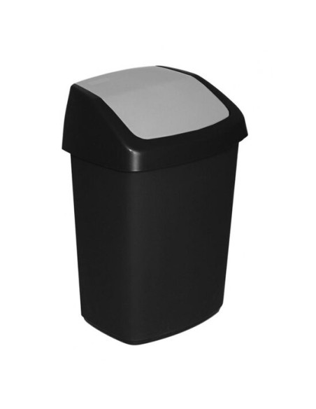 Cos de gunoi cu capac batant, Curver, plastic, negru, 25 L, 27.8x34.6x51.1 cm