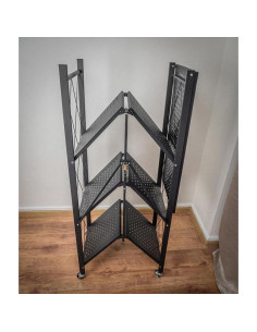 Raft depozitare, MagicHome, metalic, pliabil, pe roti, 4 polite, negru, max 200 kg, 72x34x127 cm 2