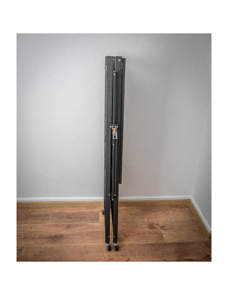 Raft depozitare, MagicHome, metalic, pliabil, pe roti, 4 polite, negru, max 200 kg, 72x34x127 cm