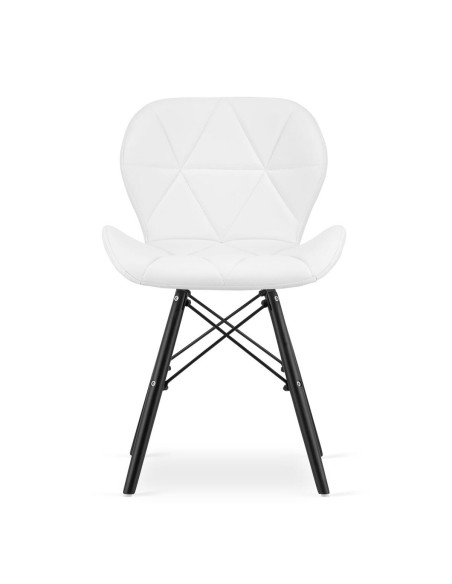 Scaun stil scandinav, Artool, Lago, piele ecologica, lemn, alb si negru, 47.5x52x74 cm
