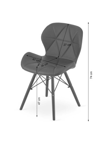 Scaun stil scandinav, Artool, Lago, piele ecologica, lemn, alb si negru, 47.5x52x74 cm