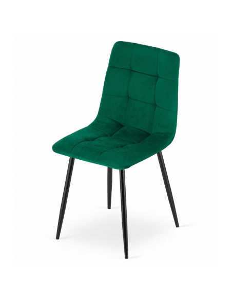 Scaun bucatarie/living, Artool, Kara, catifea, metal, verde si negru, 44.5x50.5x87 cm