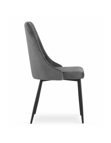 Scaun bucatarie/living, Artool, Imola, catifea, metal, gri, 48.5x61x93.5 cm