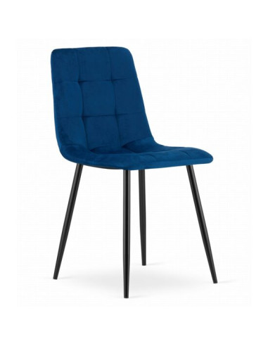 Scaun bucatarie/living, Artool, Kara, catifea, metal, bleumarin si negru, 44.5x50.5x87 cm