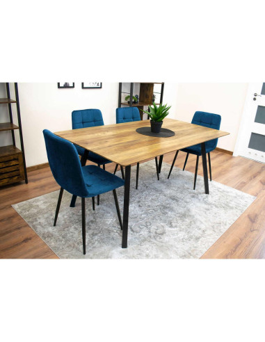 Scaun bucatarie/living, Artool, Kara, catifea, metal, bleumarin si negru, 44.5x50.5x87 cm