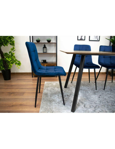 Scaun bucatarie/living, Artool, Kara, catifea, metal, bleumarin si negru, 44.5x50.5x87 cm
