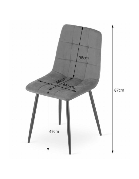Scaun bucatarie/living, Artool, Kara, catifea, metal, bleumarin si negru, 44.5x50.5x87 cm