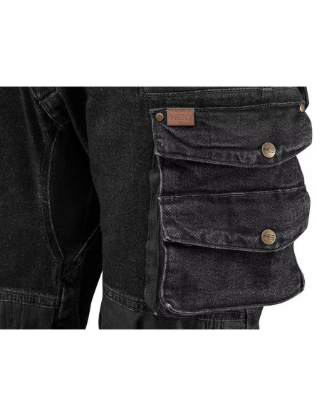 Pantaloni de lucru tip blugi, NEO, model Denim, negru, marimea M/50