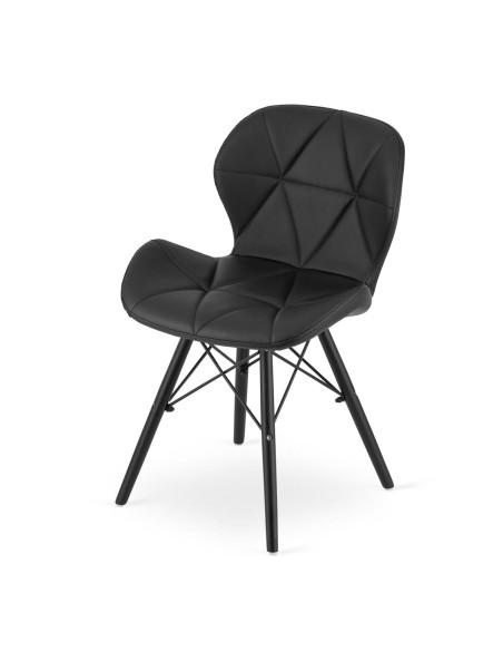 Scaun stil scandinav, Artool, Lago, piele ecologica, lemn, negru, 47.5x52x74 cm