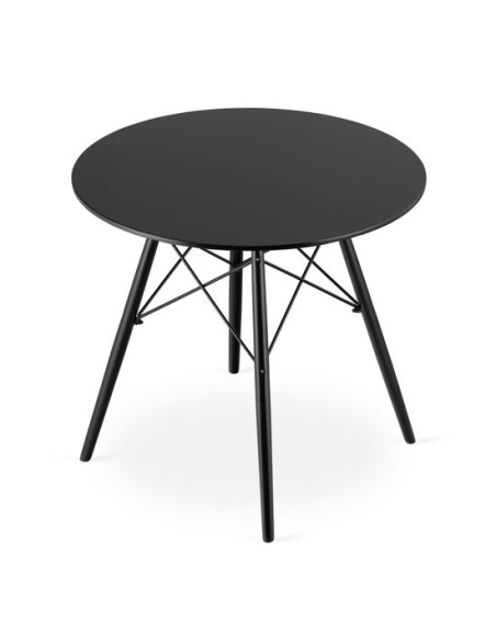 Masa stil scandinav, Artool, rotund, MDF si lemn, negru, 80x72 cm