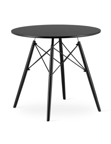 Masa stil scandinav, Artool, rotund, MDF si lemn, negru, 80x72 cm