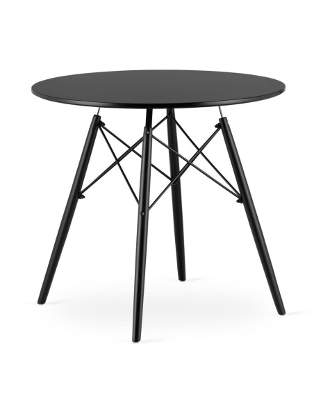 Masa stil scandinav, Artool, rotund, MDF si lemn, negru, 80x72 cm