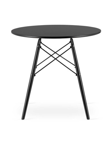 Masa stil scandinav, Artool, rotund, MDF si lemn, negru, 80x72 cm