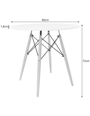 Masa stil scandinav, Artool, rotund, MDF si lemn, negru, 80x72 cm