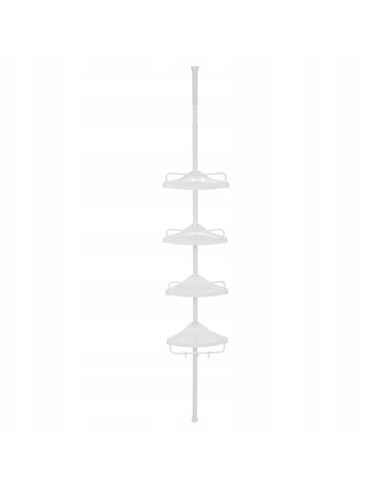 Raft pentru baie/dus, Vasagle, reglabil, inox, 4 rafturi, alb, 85-305 cm