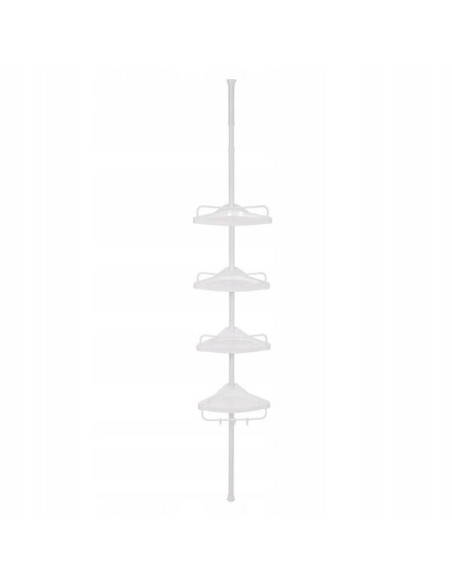 Raft pentru baie/dus, Vasagle, reglabil, inox, 4 rafturi, alb, 85-305 cm