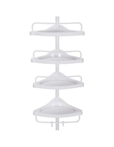 Raft pentru baie/dus, Vasagle, reglabil, inox, 4 rafturi, alb, 85-305 cm