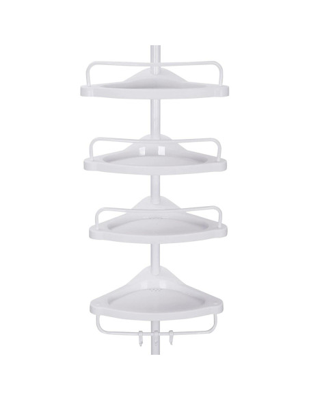 Raft pentru baie/dus, Vasagle, reglabil, inox, 4 rafturi, alb, 85-305 cm