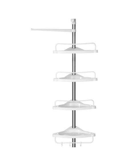 Raft pentru baie/dus, Vasagle, reglabil, otel, 4 rafturi, cuier, 95-300 cm
