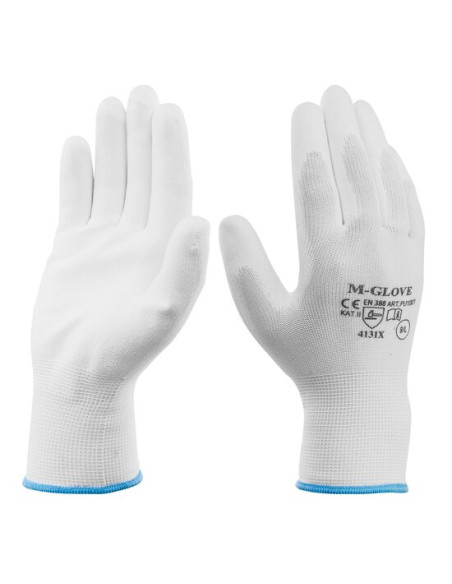 Manusi pentru lucru, Richmann, poliester, poliuretan, marimea M, alb