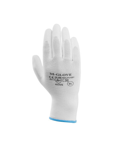 Manusi pentru lucru, Richmann, poliester, poliuretan, marimea M, alb